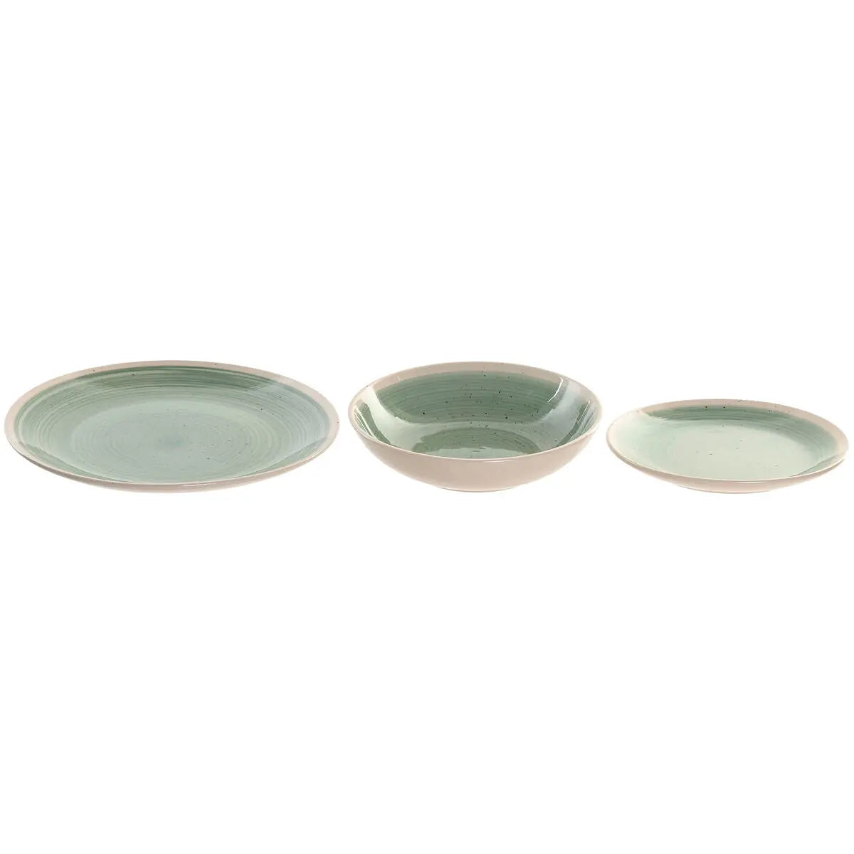 Assiettes Home ESPRIT Blanc Vert Grès 18 Pièces - MAMM®