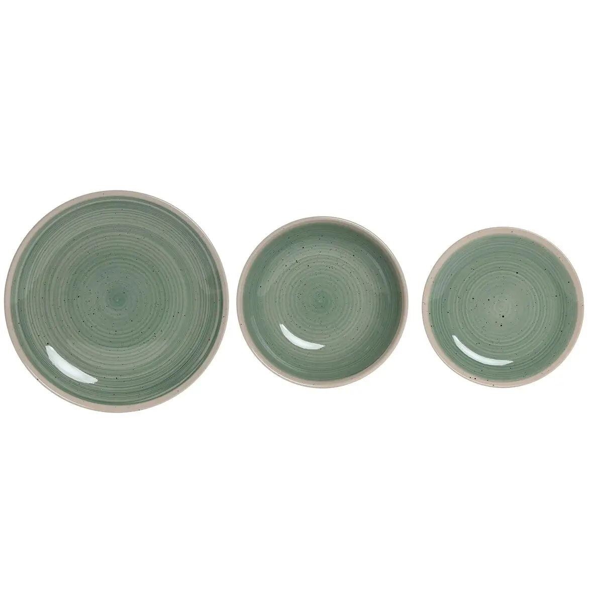 Assiettes Home ESPRIT Blanc Vert Grès 18 Pièces - MAMM®