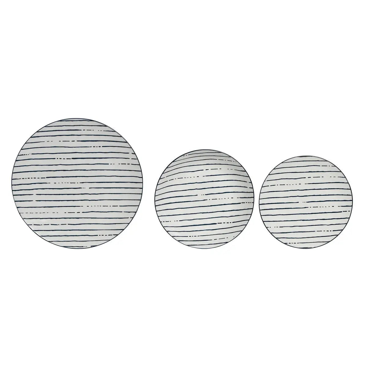 Assiettes Home ESPRIT Bleu Porcelaine Rayures méditerranéen 18 Pièces - MAMM®