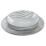 Assiettes Home ESPRIT Bleu Porcelaine Rayures méditerranéen 18 Pièces - MAMM®