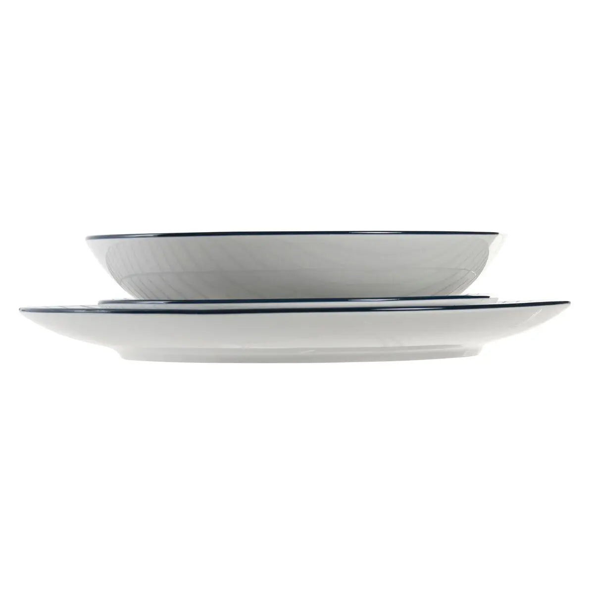 Assiettes Home ESPRIT Bleu Porcelaine Rayures méditerranéen 18 Pièces - MAMM®