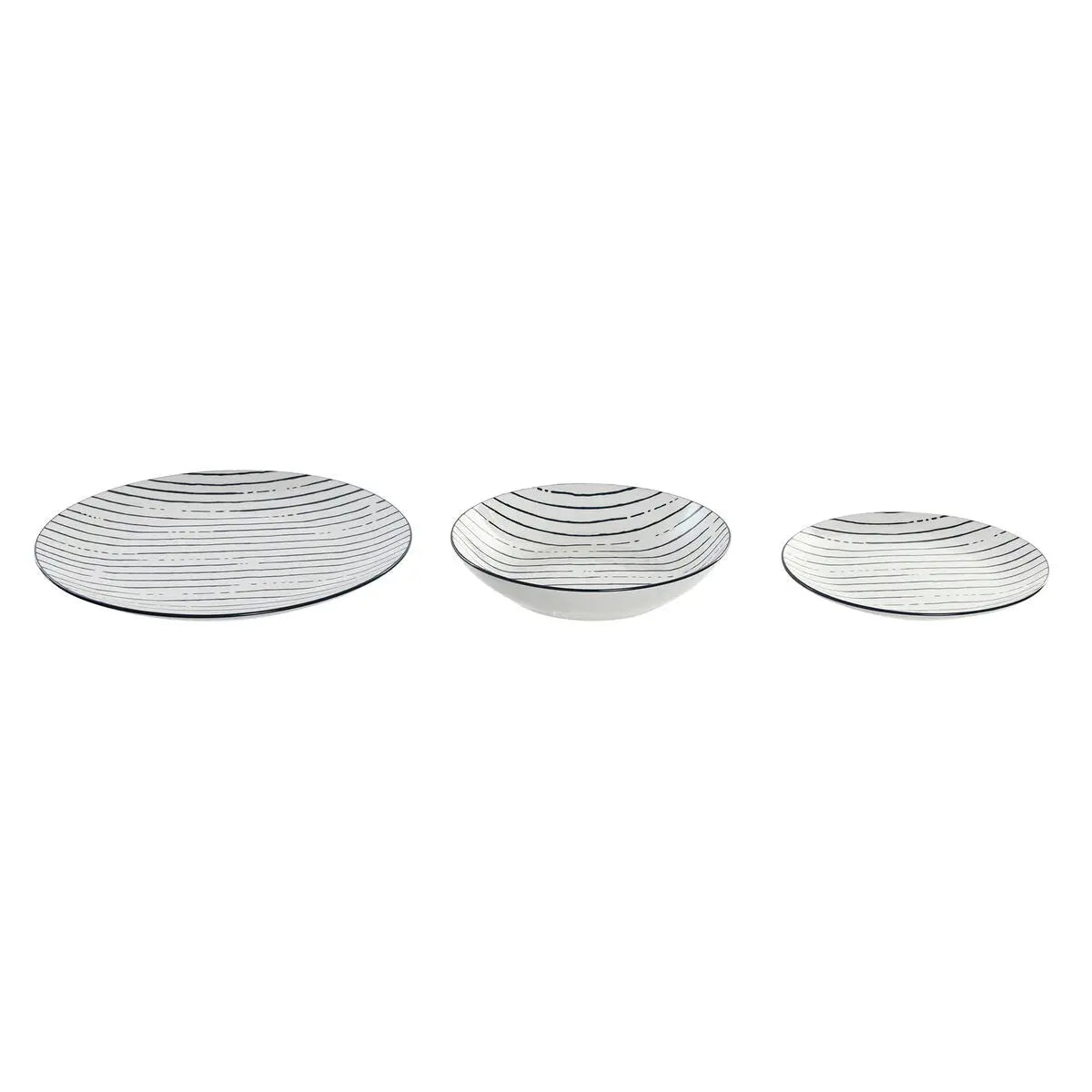 Assiettes Home ESPRIT Bleu Porcelaine Rayures méditerranéen 18 Pièces - MAMM®