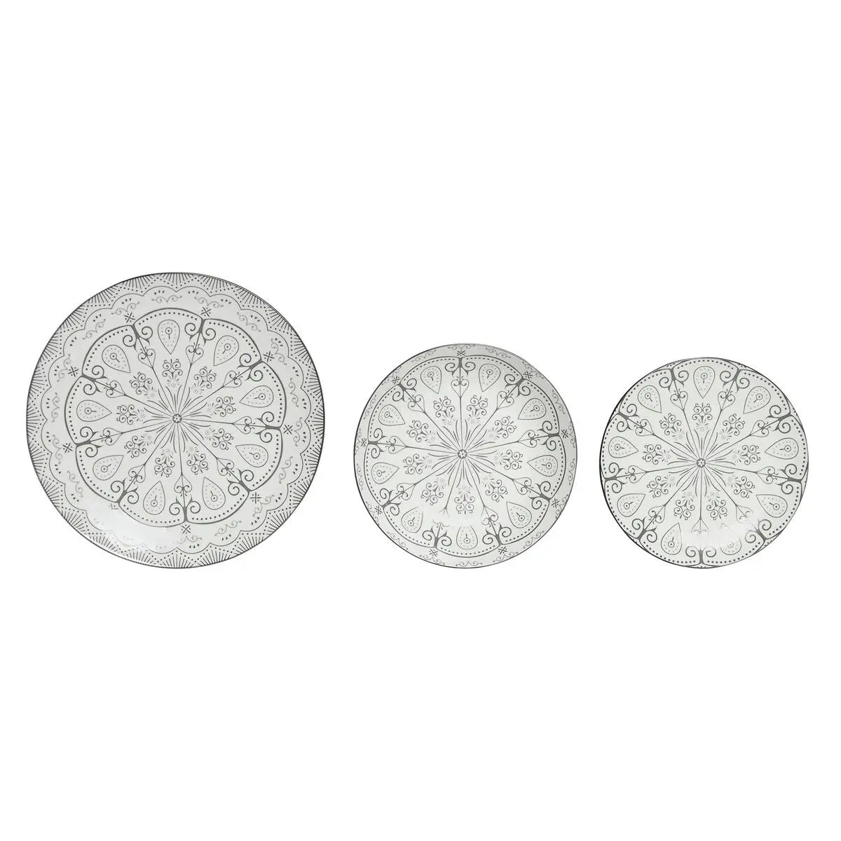 Assiettes Home ESPRIT Gris clair Porcelaine Scandi 18 Pièces - MAMM®