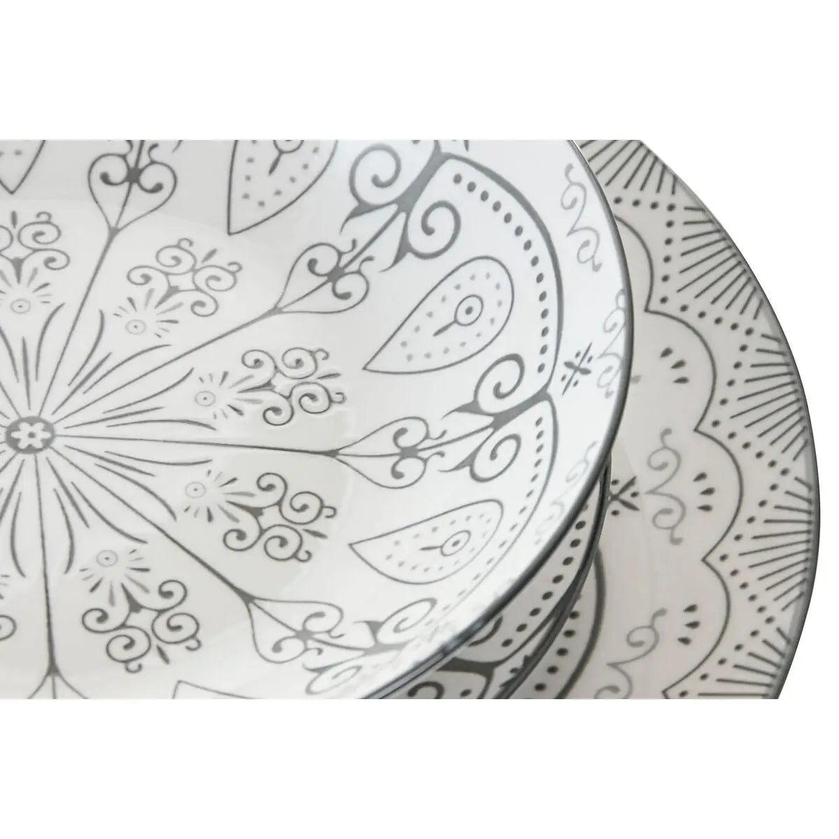 Assiettes Home ESPRIT Gris clair Porcelaine Scandi 18 Pièces - MAMM®