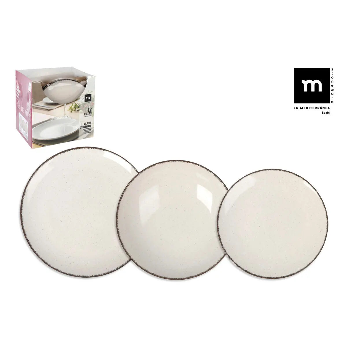 Assiettes La Mediterránea Anllo Blanc 12 Pièces (2 Unités) Bigbuy