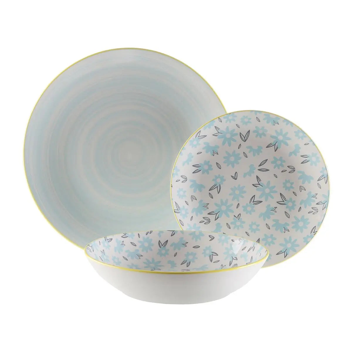 Assiettes Versa BREEZE  Bleu Porcelaine 18 Pièces - MAMM®