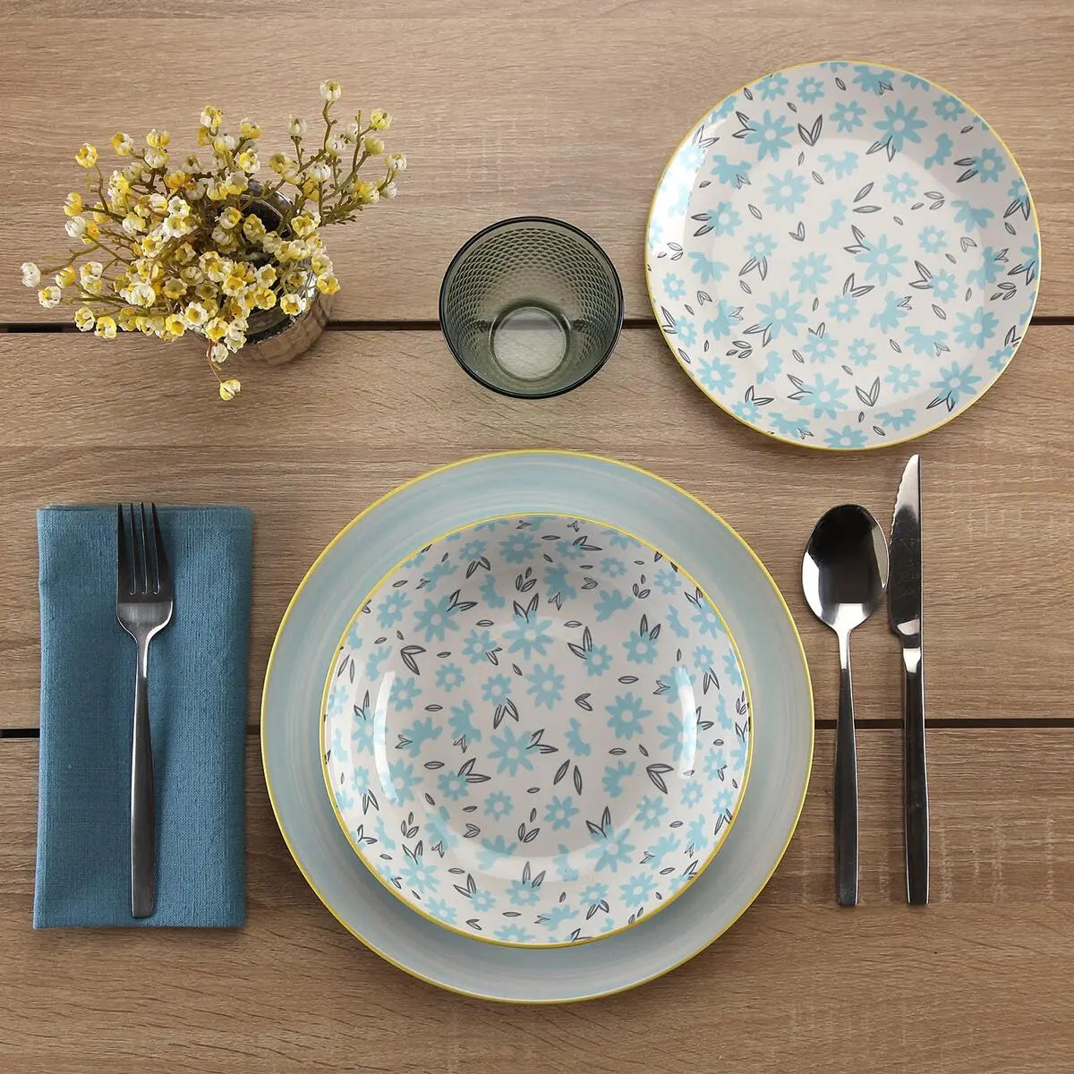 Assiettes Versa BREEZE  Bleu Porcelaine 18 Pièces - MAMM®