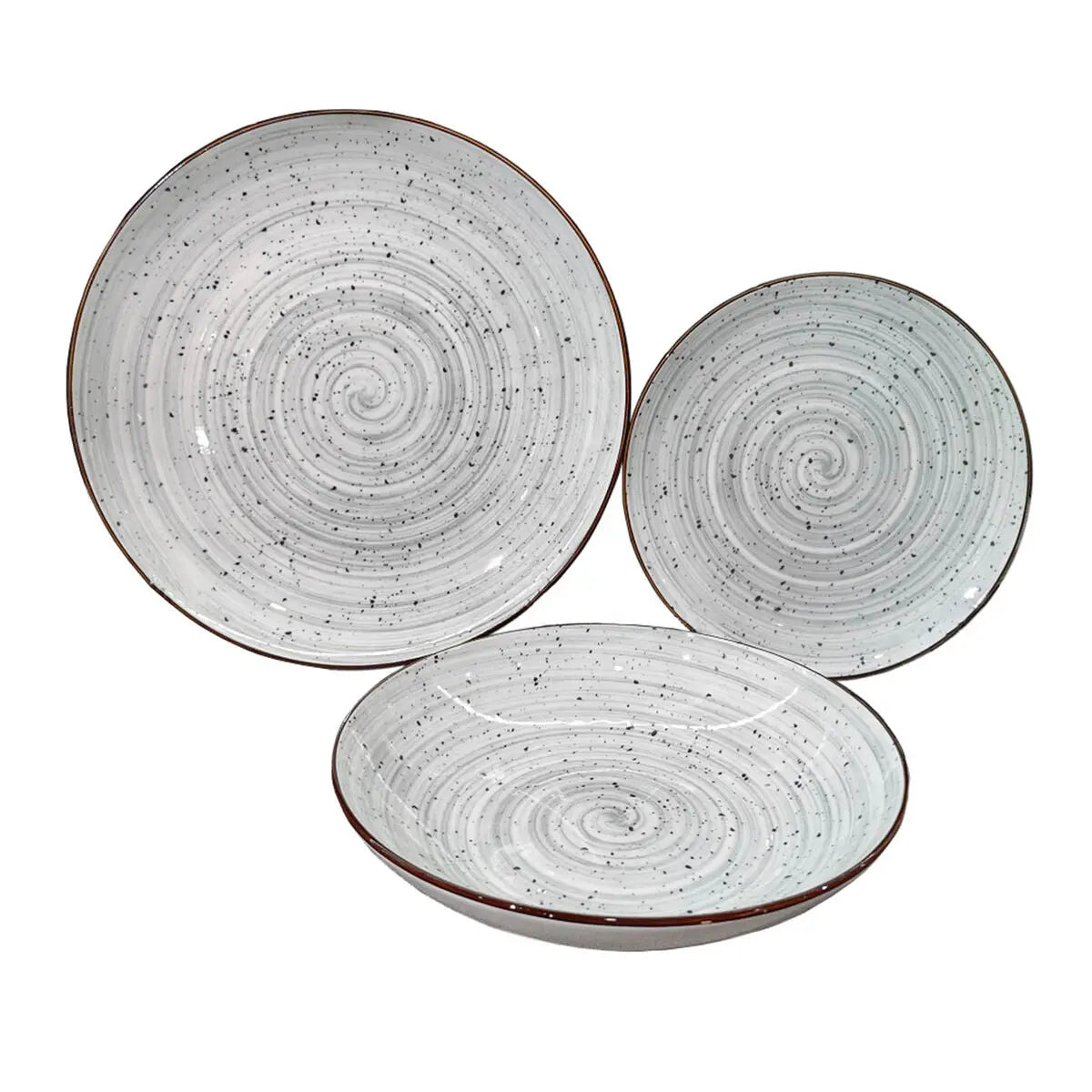 Assiettes Versa Lua Gris Porcelaine 18 Pièces - MAMM®