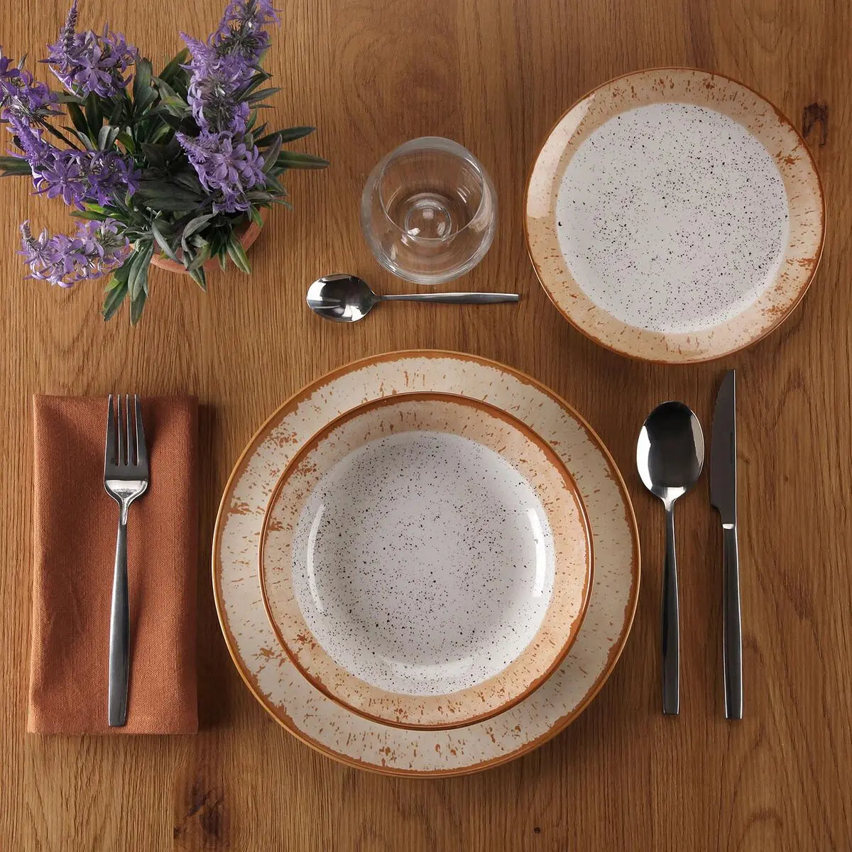 Assiettes Versa Marron Porcelaine 18 Pièces - MAMM®
