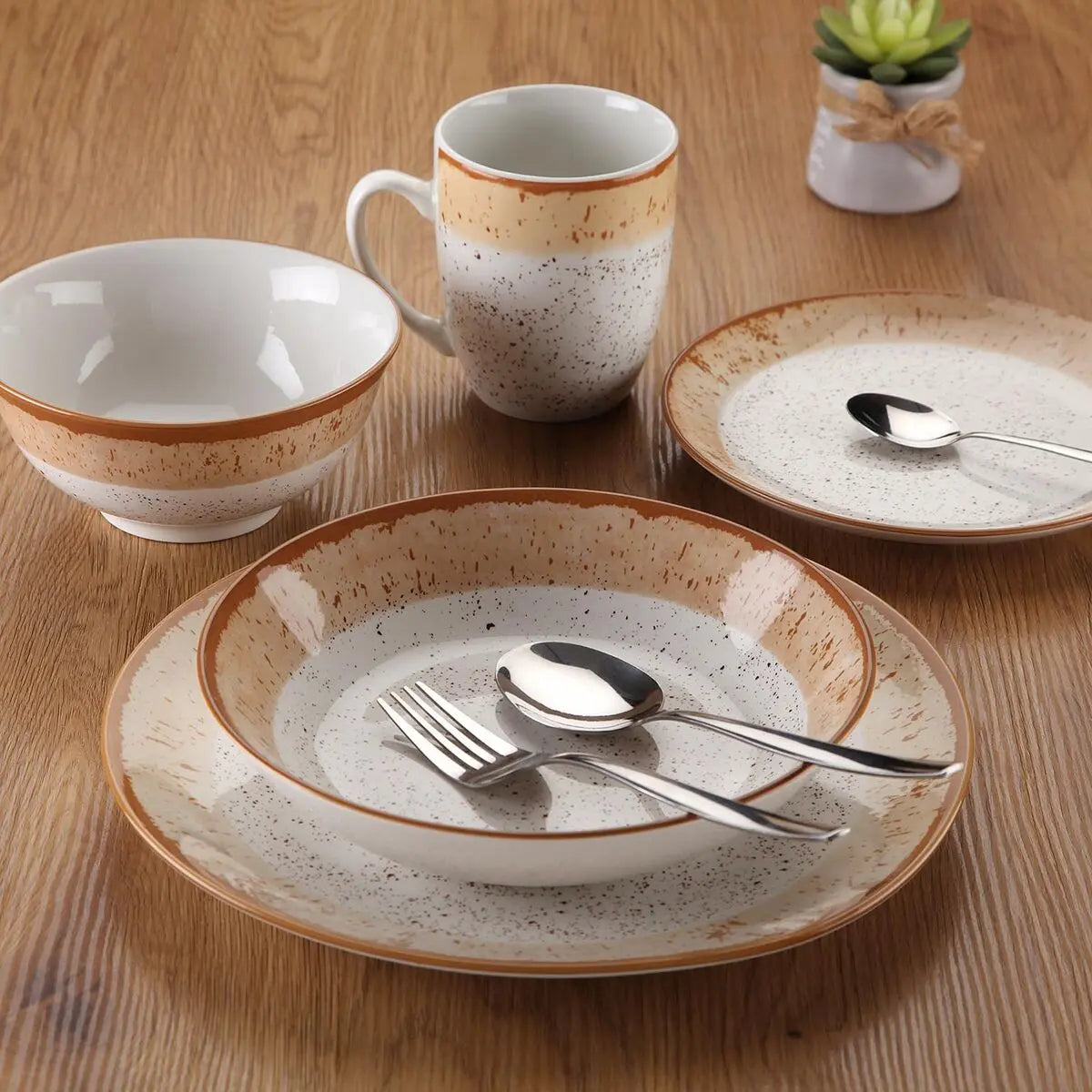 Assiettes Versa Marron Porcelaine 18 Pièces - MAMM®