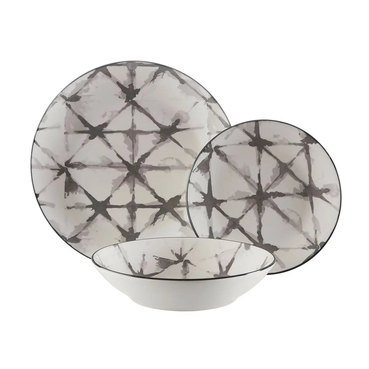 Assiettes Versa Pompeia Gris Porcelaine 18 Pièces - MAMM®