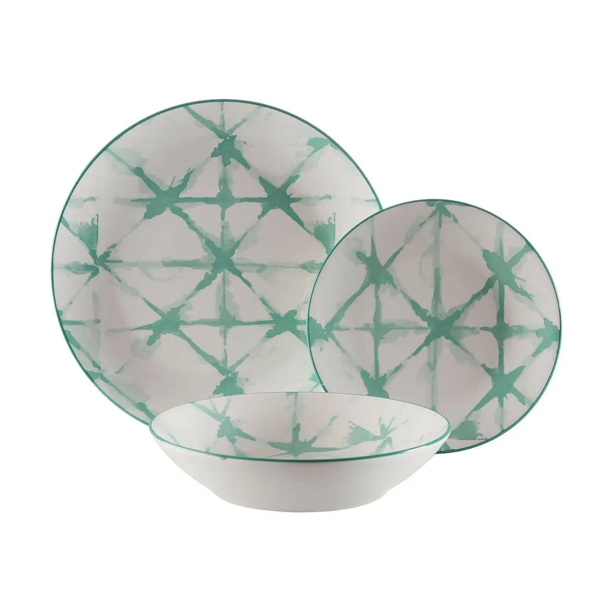 Assiettes Versa Pompeia Turquoise Porcelaine 18 Pièces - MAMM®