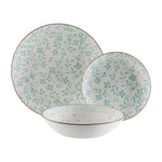Assiettes Versa Turquoise Porcelaine Fleurs 18 Pièces - MAMM®