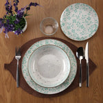 Assiettes Versa Turquoise Porcelaine Fleurs 18 Pièces - MAMM®