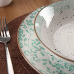 Assiettes Versa Turquoise Porcelaine Fleurs 18 Pièces - MAMM®