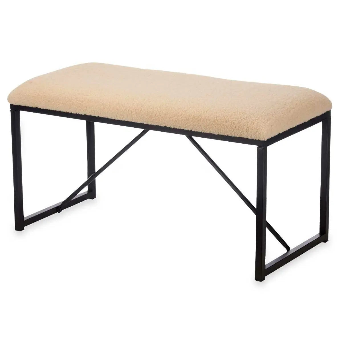 Banc Beige Métal Tissu 81 x 42 x 38 cm Bigbuy