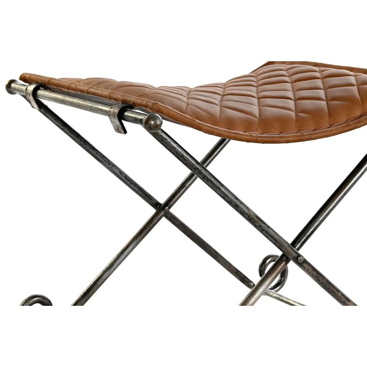 Banc de Pied de Lit DKD Home Decor Noir Métal Marron Cuir (53 x 45 x 44 cm) Mamm