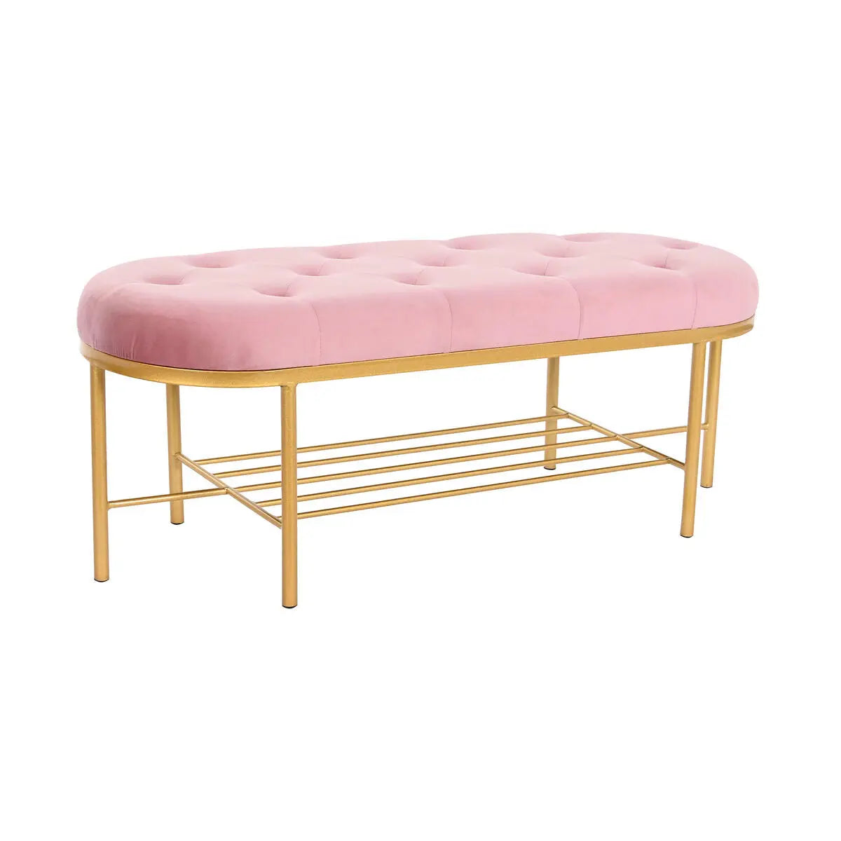 Banquette DKD Home Decor 100 x 35 x 40 cm Rose Doré Métal Mamm