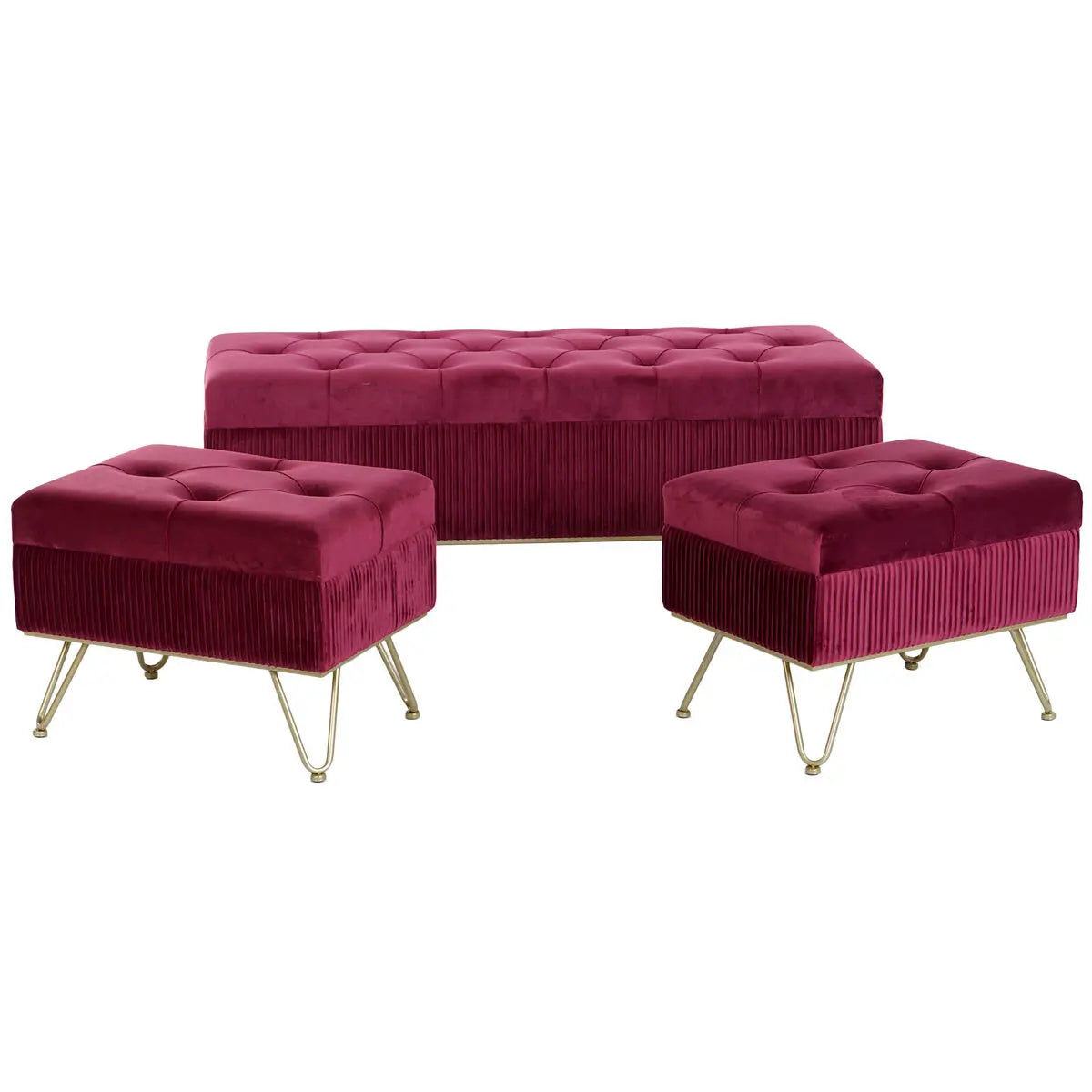 Banquette DKD Home Decor 110 x 42 x 44 cm Métal Bordeaux Mamm