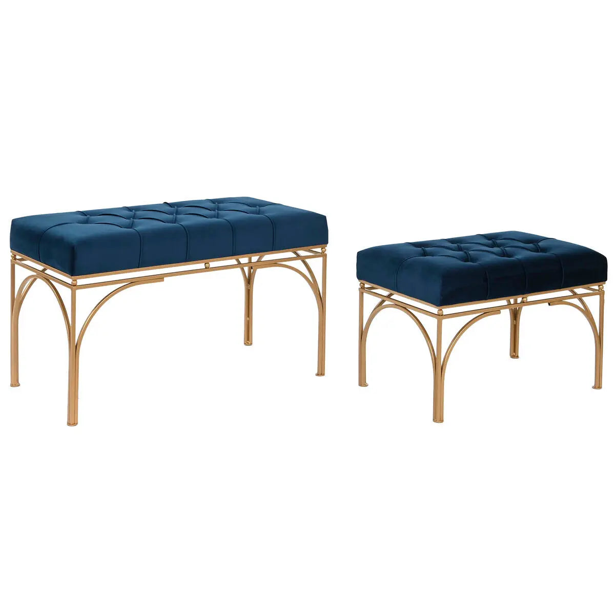 Banquette DKD Home Decor Bleu Doré Métal 80 x 40 x 48 cm (2 Unités) Mamm