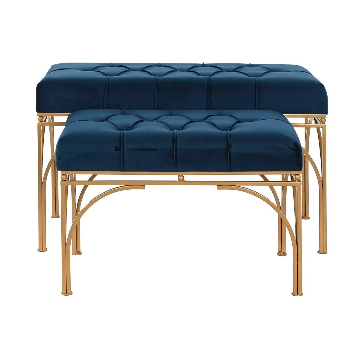 Banquette DKD Home Decor Bleu Doré Métal 80 x 40 x 48 cm (2 Unités) Mamm