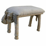 Banquette DKD Home Decor Eléphant Blanc Naturel Bois de manguier 65 x 31,7 x 38 cm Mamm