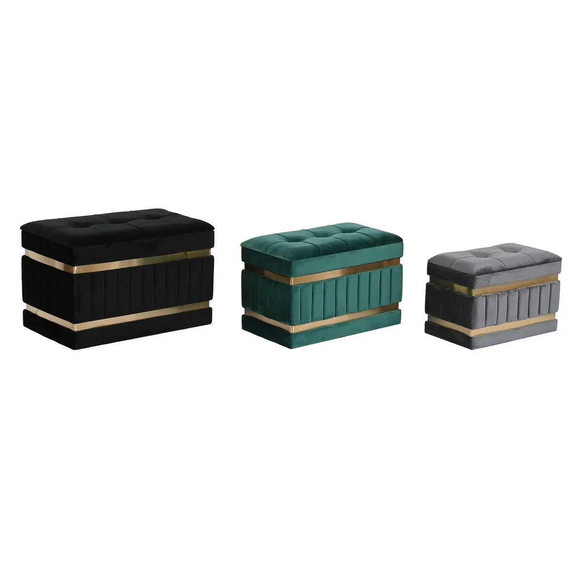 Banquette DKD Home Decor Noir Doré Vert Gris foncé Bois MDF 70 x 40 x 43 cm Mamm