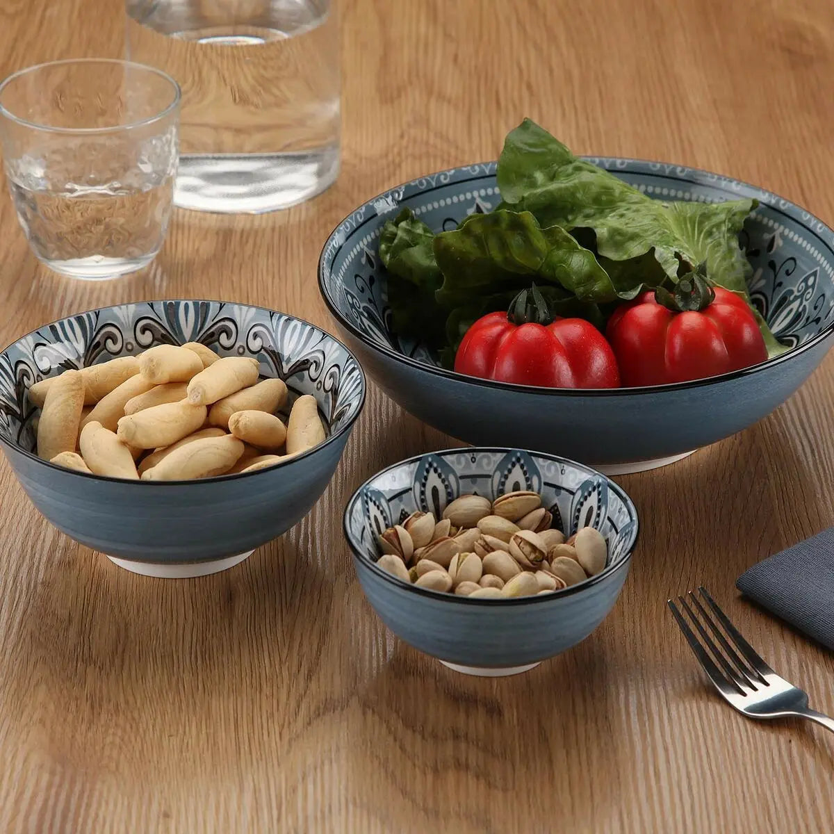 Bol pour Apéritifs Versa Bleu Céramique Porcelaine 15,5 x 7 x 15,5 cm Bigbuy