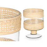Bougeoir GiftDecor SG-29685 Transparent Naturel verre Rotin 15 x 20 x 15 cm (6 Unités) Mamm