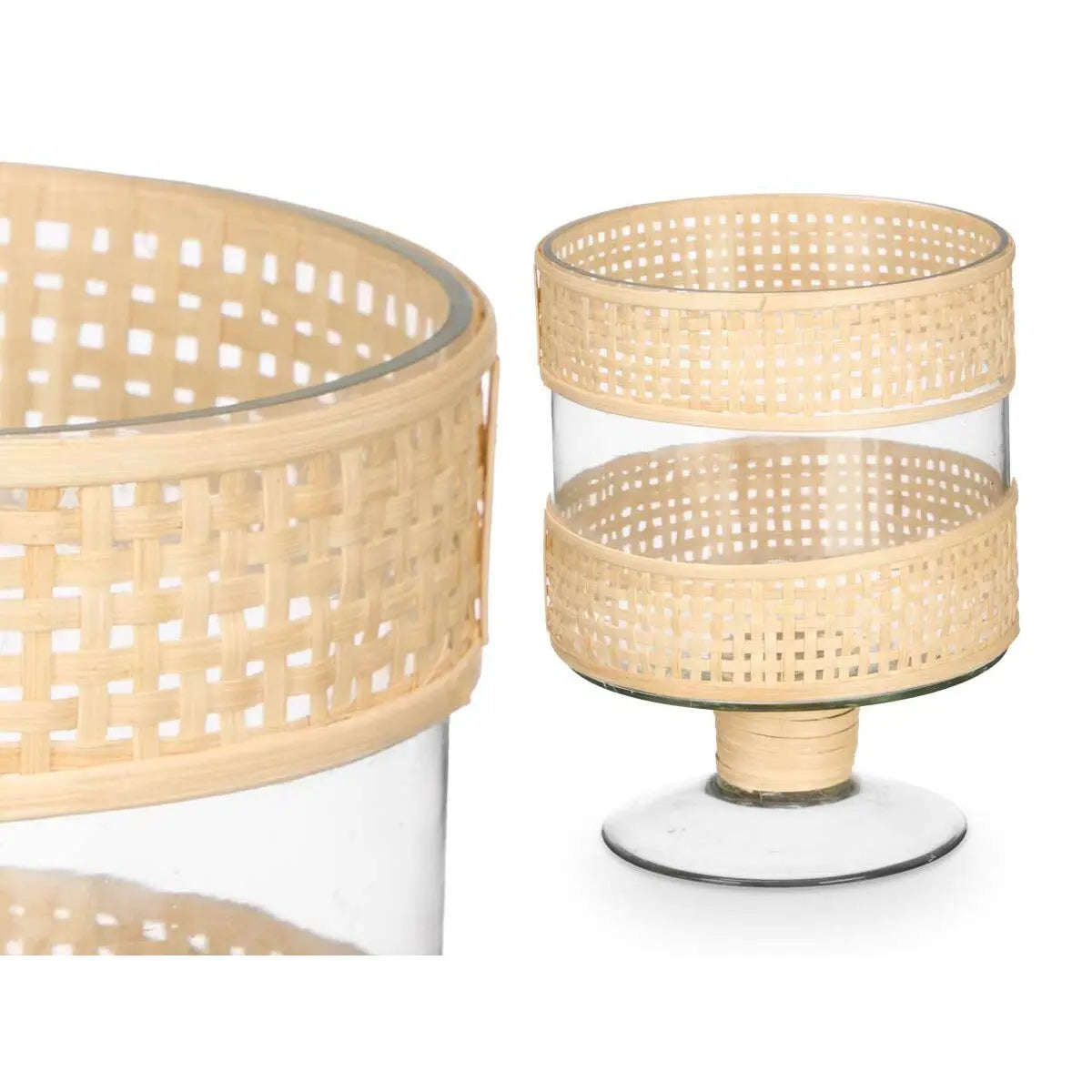 Bougeoir GiftDecor SG-29685 Transparent Naturel verre Rotin 15 x 20 x 15 cm (6 Unités) Mamm
