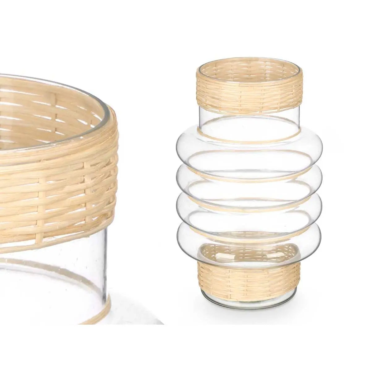 Bougeoir GiftDecor SG-29853 Transparent Naturel verre Rotin 18 x 30 x 18 cm (6 Unités) Mamm
