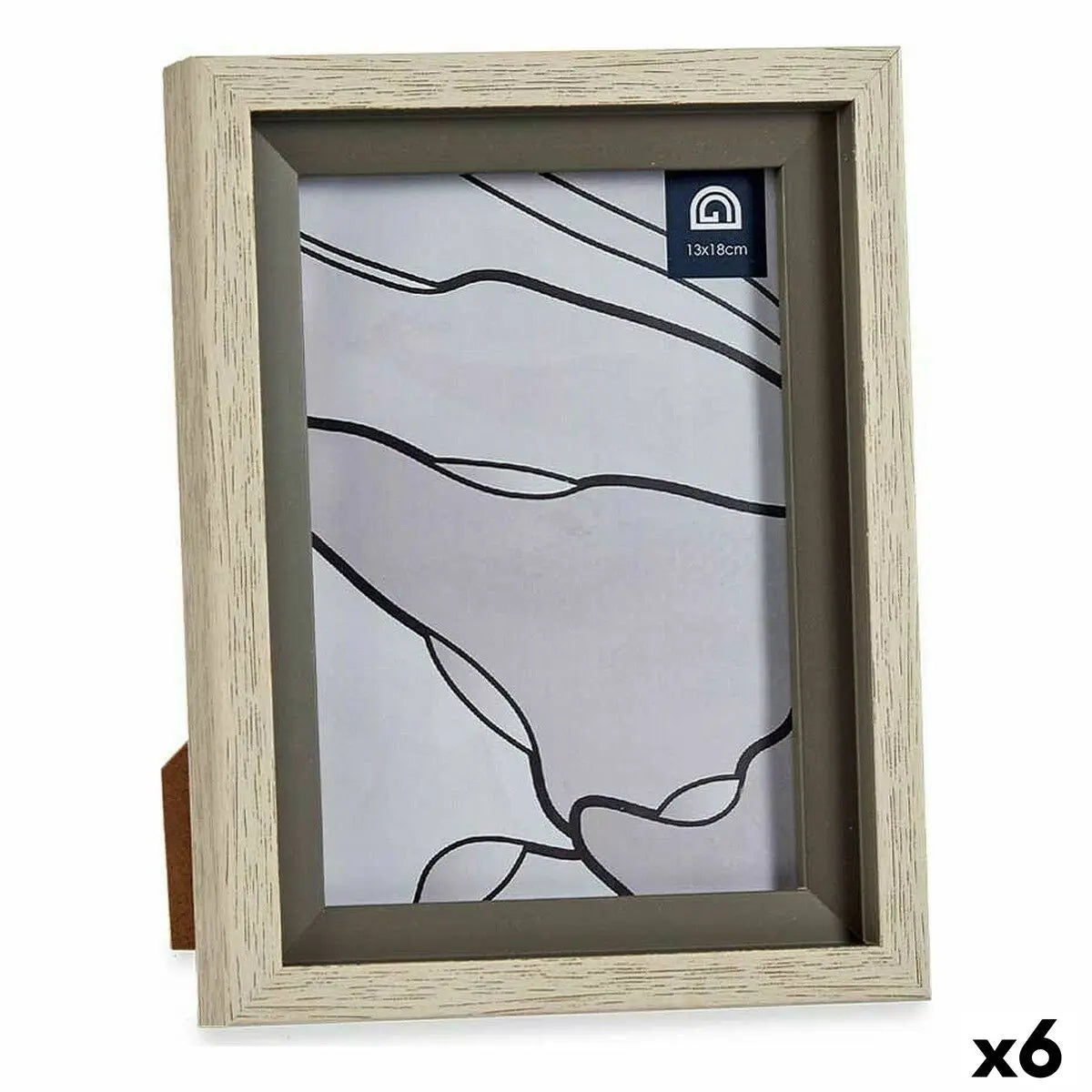 Cadre photo 17 x 2 x 21,8 cm Verre Gris Beige Plastique (6 Unités) Mamm