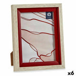 Cadre photo 17 x 2 x 21,8 cm Verre Rouge Bois Marron Plastique (6 Unités) Mamm
