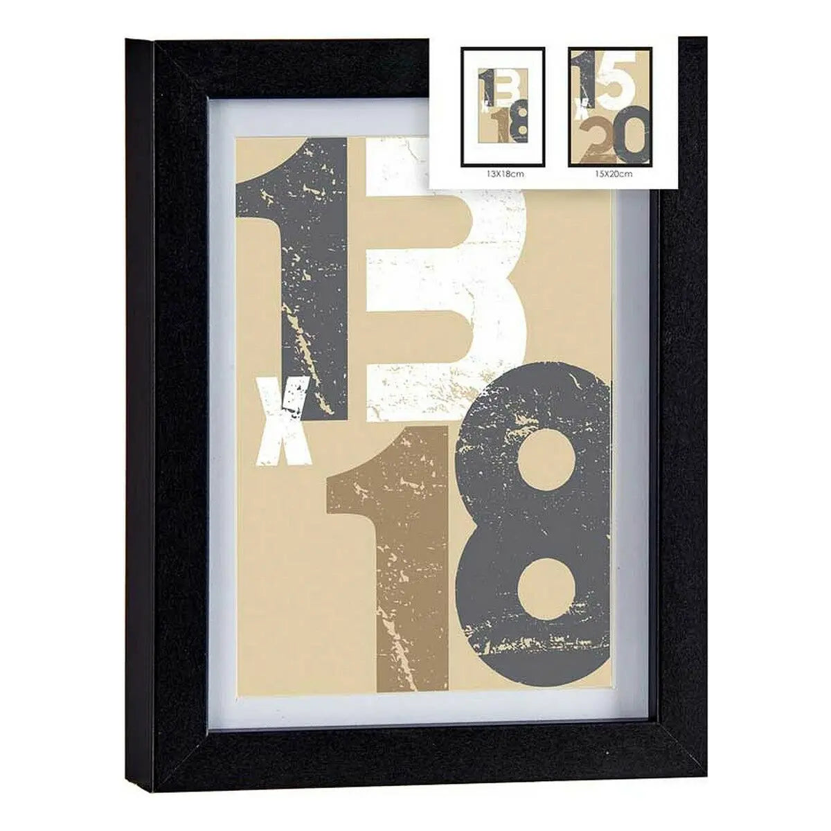 Cadre photo 18 x 23 x 2,5 cm Noir verre Bois MDF (6 Unités) Mamm