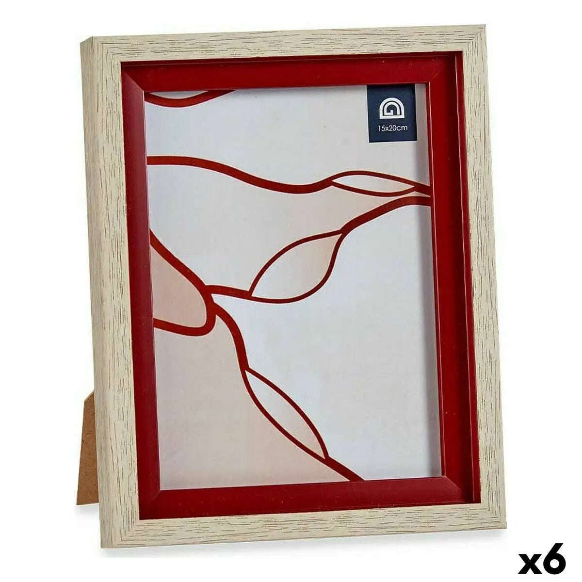 Cadre photo 18,8 x 2 x 24 cm Verre Rouge Bois Marron Plastique (6 Unités) Mamm