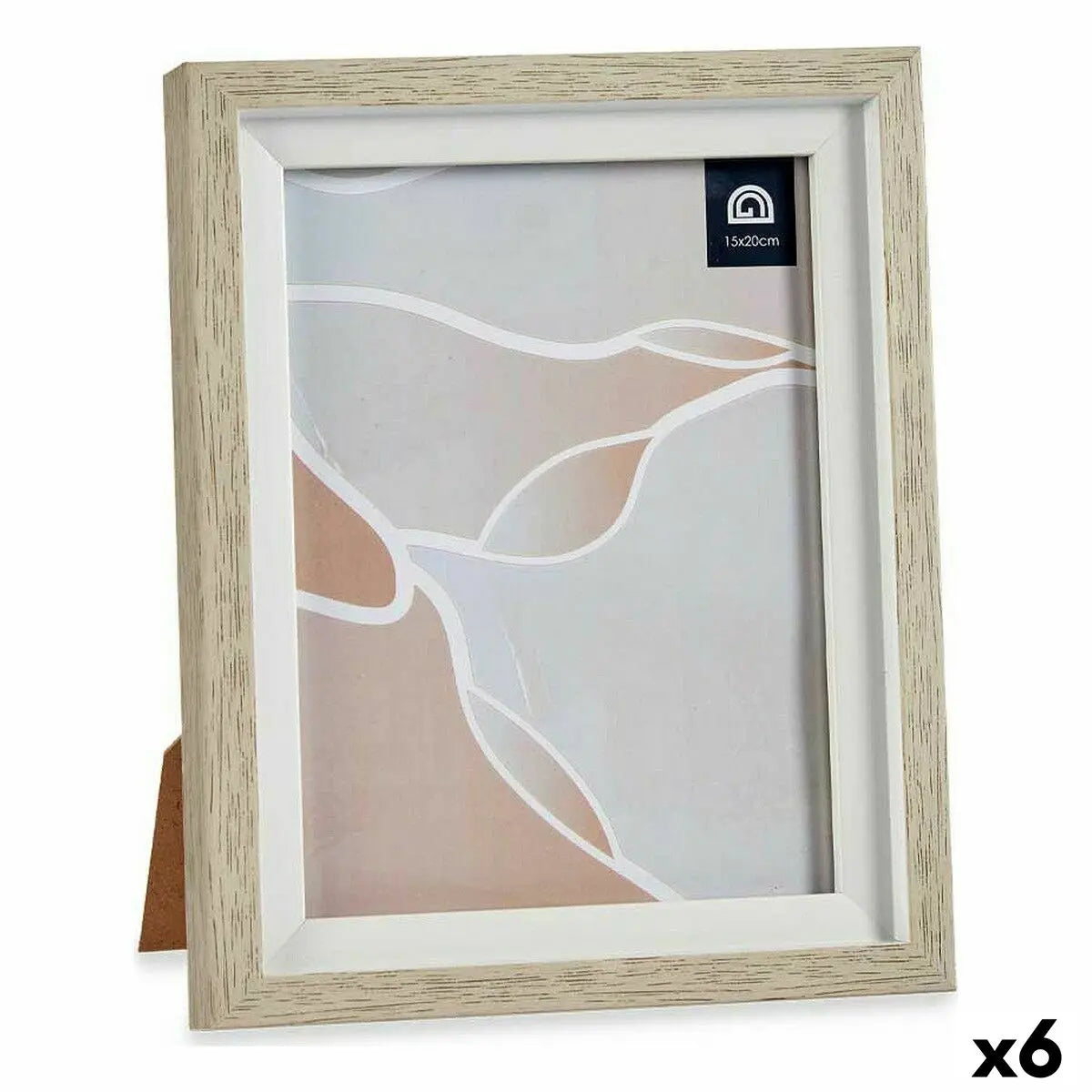 Cadre photo 18,8 x 23,8 x 2 cm Verre Beige Blanc Plastique (6 Unités) Mamm
