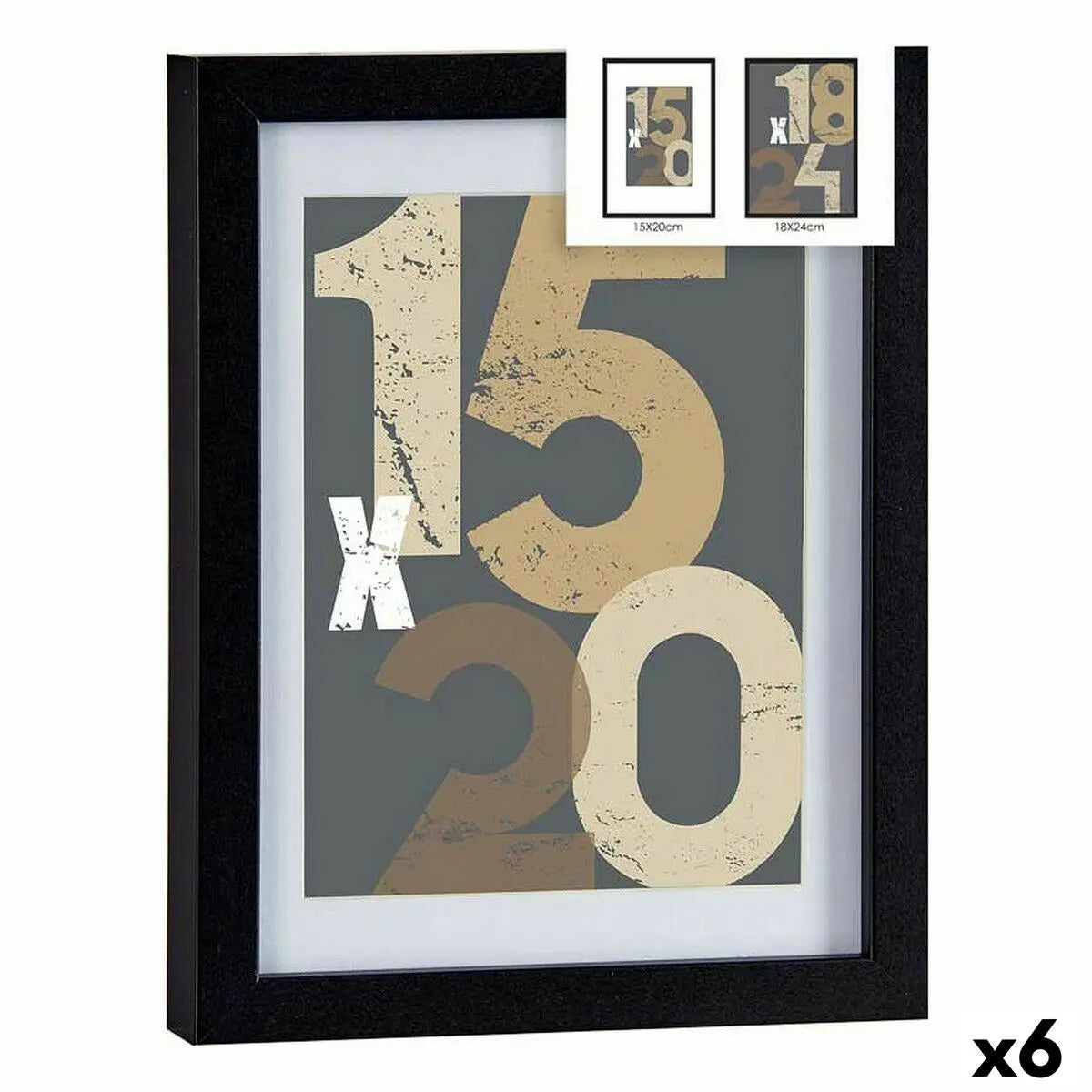 Cadre photo 20,5 x 2,5 x 26,5 cm Noir verre Bois MDF (6 Unités) Mamm