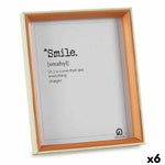 Cadre photo 22 x 27 x 3 cm Verre Marron Blanc Bois MDF (6 Unités) Mamm