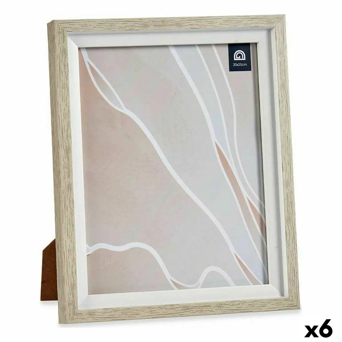 Cadre photo 24 x 2 x 29 cm Verre Beige Blanc Plastique (6 Unités) Mamm