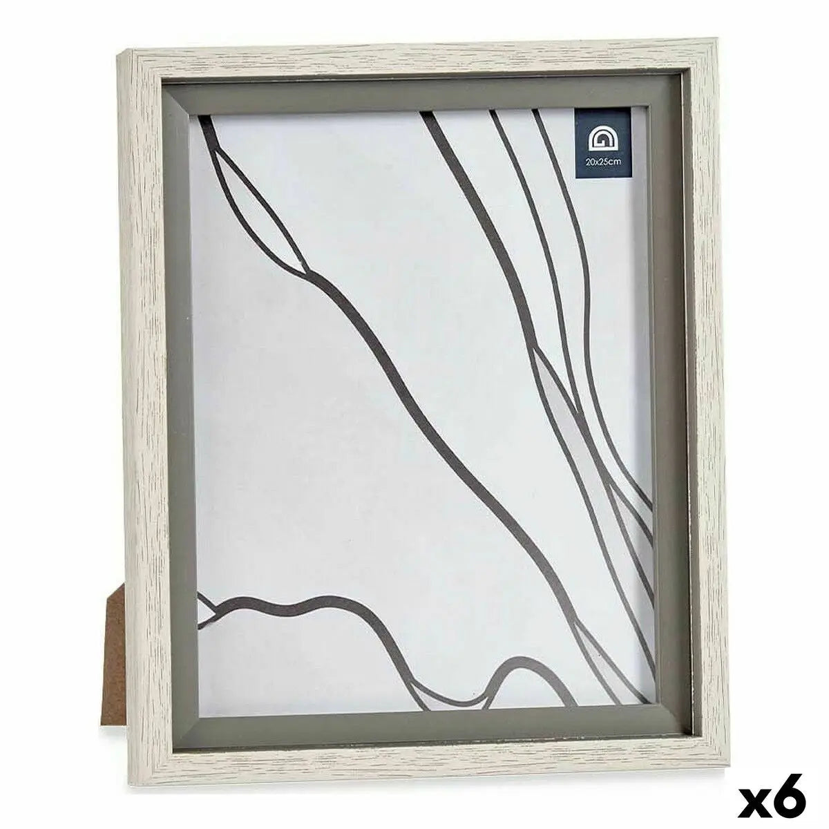 Cadre photo 24 x 2 x 29 cm Verre Gris Bois Marron Plastique (6 Unités) Mamm