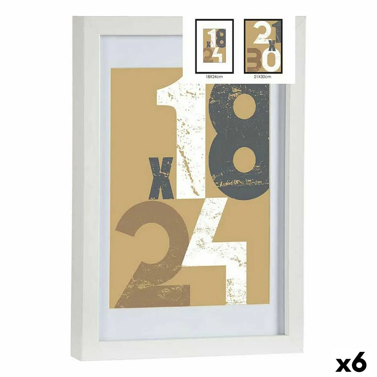 Cadre photo 668826-WHITE Blanc verre Bois MDF (6 Unités) Mamm