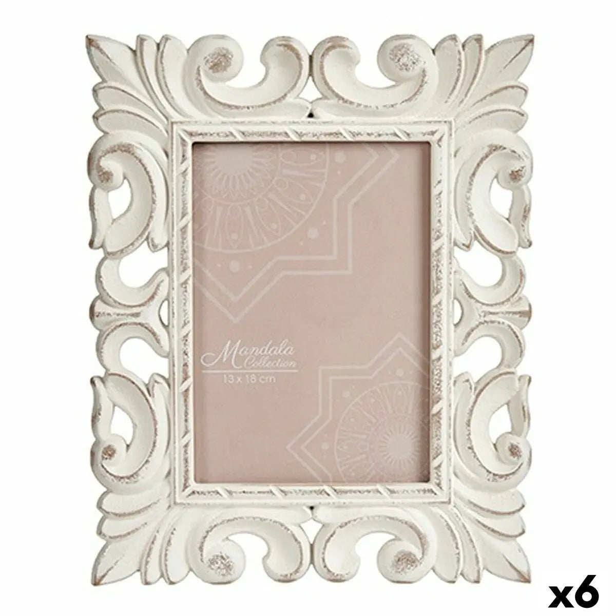 Cadre photo Blanc Bois MDF 21,2 x 13 x 26,5 cm (6 Unités) Mamm