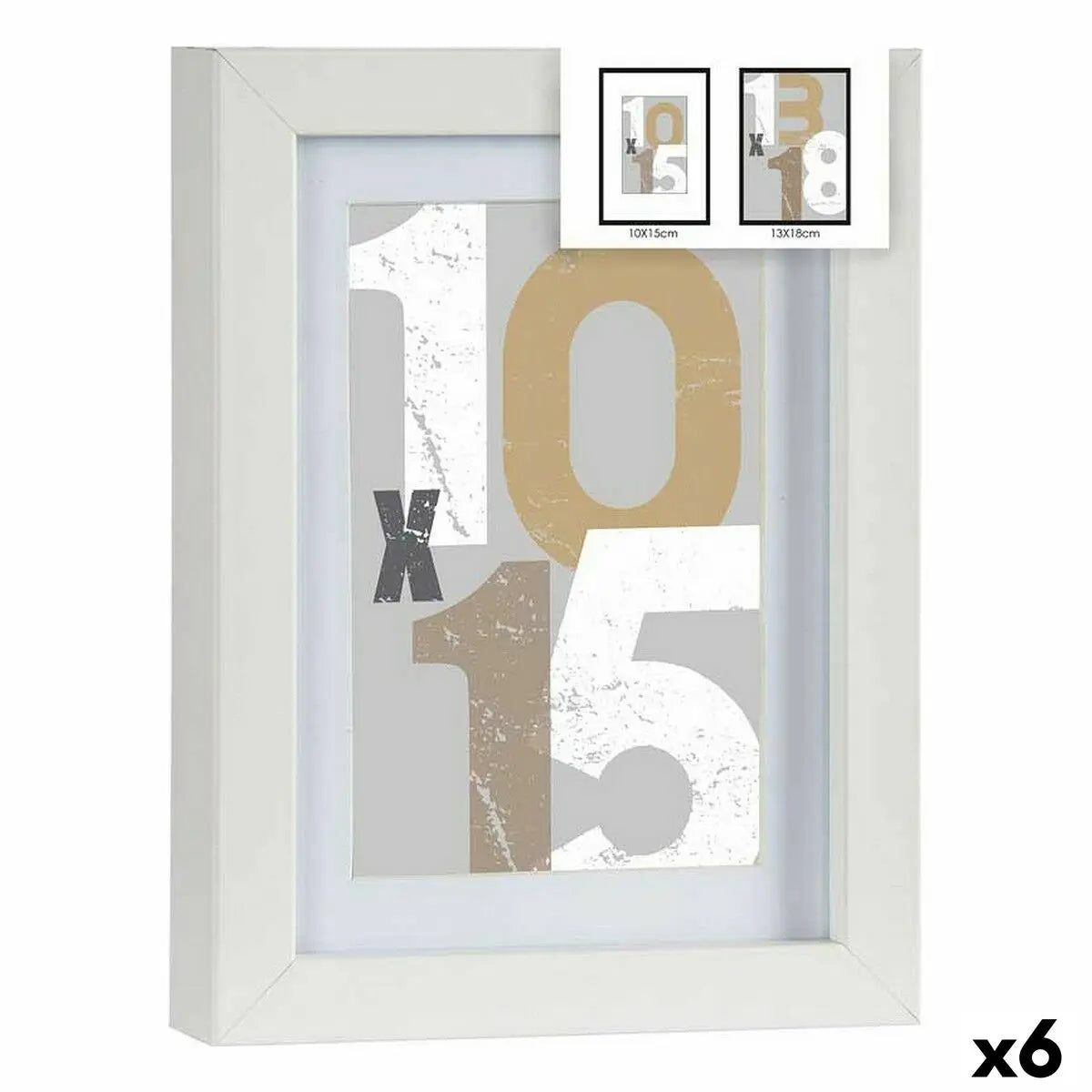 Cadre photo Blanc verre Bois MDF 16 x 21 x 2,5 cm (6 Unités) Mamm