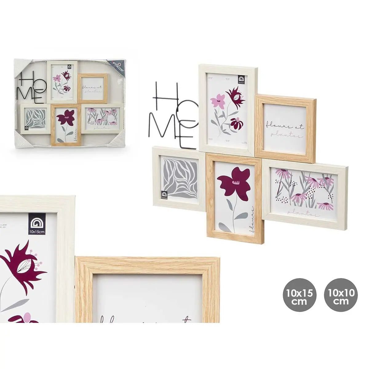 Cadre photo GiftDecor 411408K Naturel Métal Bois MDF (8 Unités) Mamm
