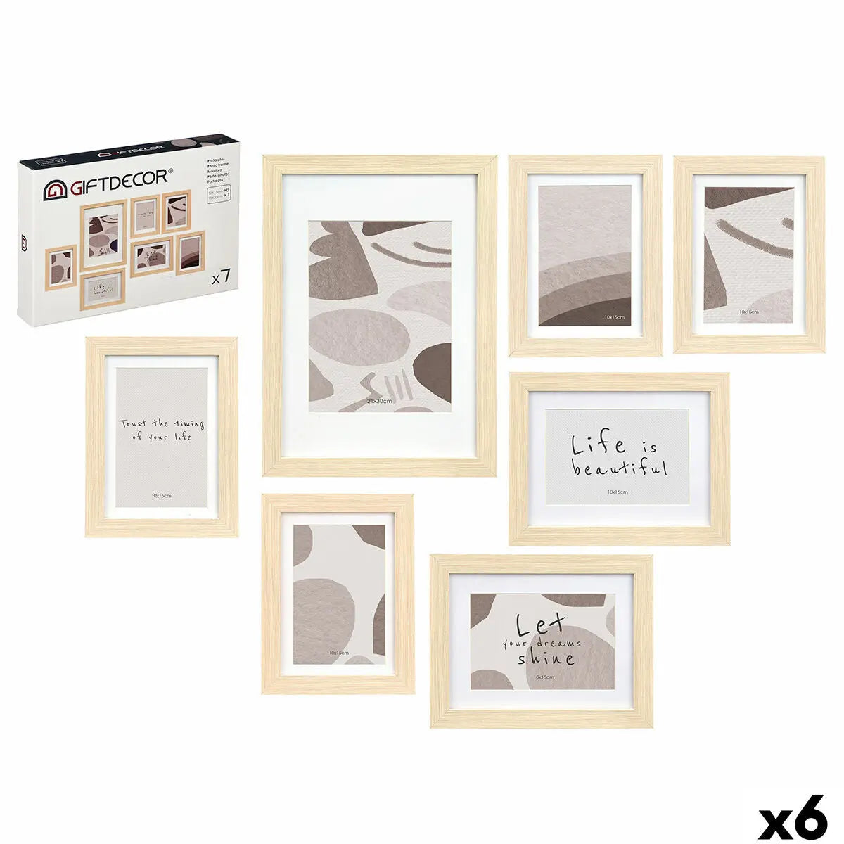 Cadre photo GiftDecor SF5014-7 Naturel Bois MDF Bois d'eucalyptus (6 Unités) Mamm