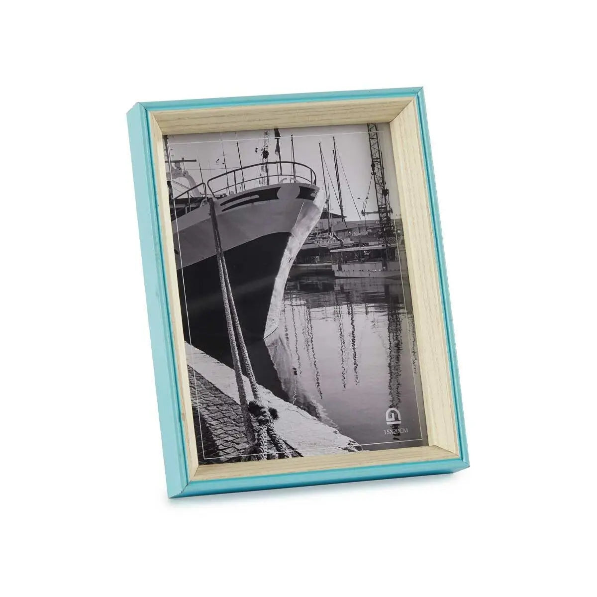 Cadre photo Verre Bleu Blanc Bois MDF (3 x 22 x 17 cm) (6 Unités) Mamm