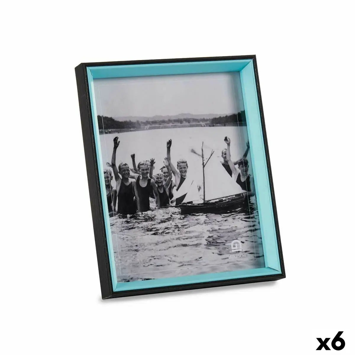 Cadre photo Verre Noir Bleu Bois MDF (6 Unités) (3 x 27 x 22 cm) Mamm