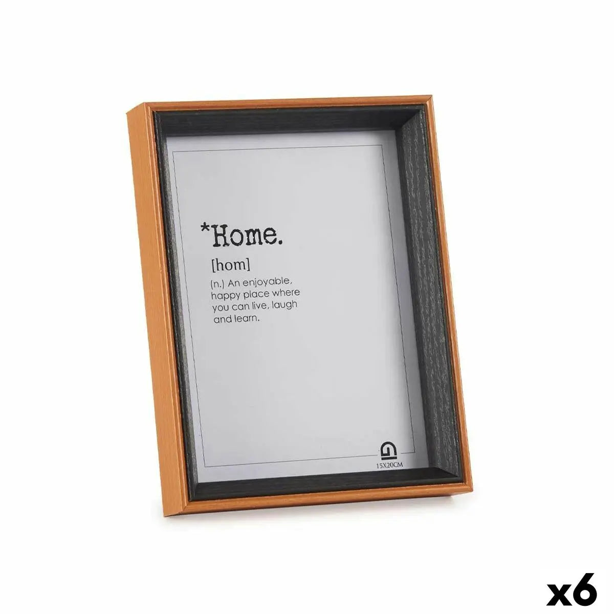 Cadre photo Verre Noir Marron Bois MDF (17 x 22 x 3 cm) (6 Unités) Mamm