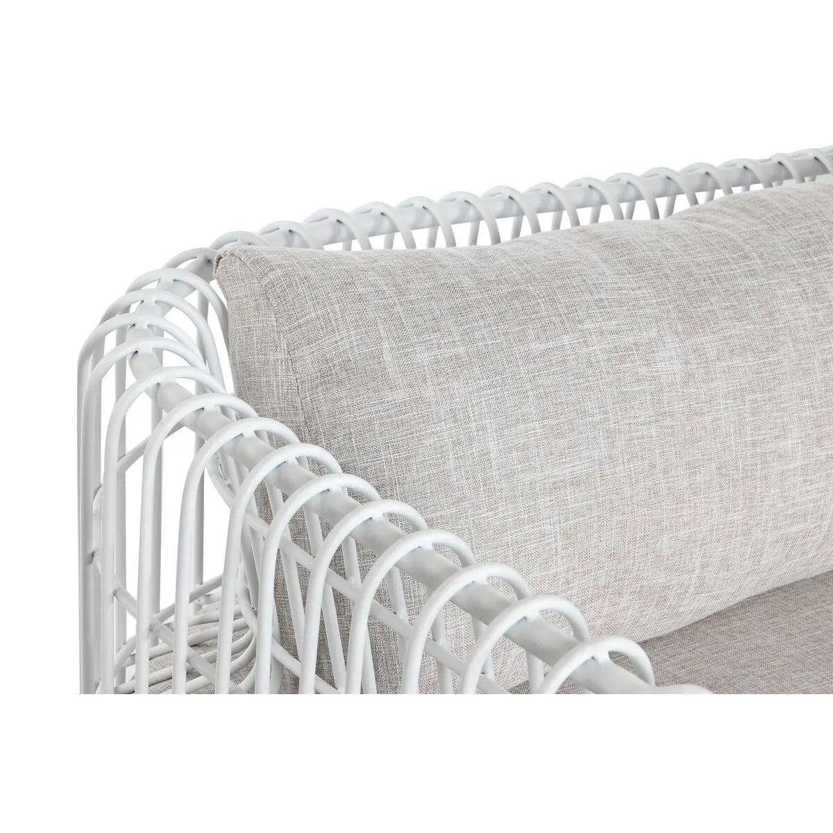 Canapé Home ESPRIT Blanc Beige Métal 180 x 66 x 66 cm Bigbuy