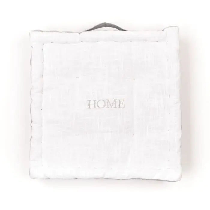 Coussin de sol - TODAY - CHARME - Slub x Chambray x Broderie Capucine - 40 x 40 x 10 cm Octopia